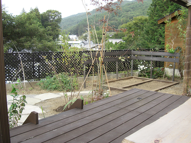 菜園縁と葡萄用フェンス